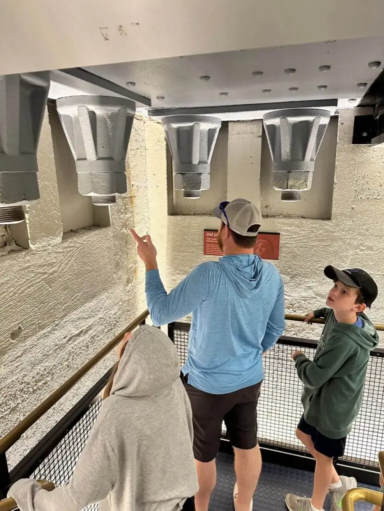 Going to the pedestal allows you to see inside the statue and the huge bolts holding it together.