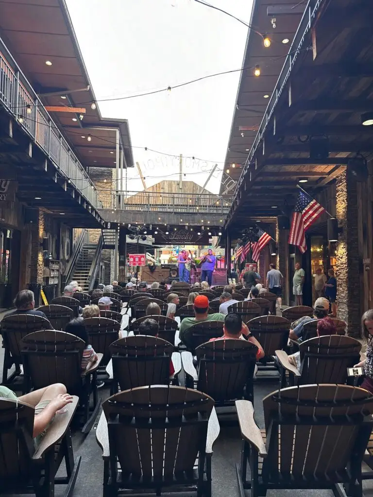 Live music outside of Old Smoky Distillery in downtown Gatlinburg