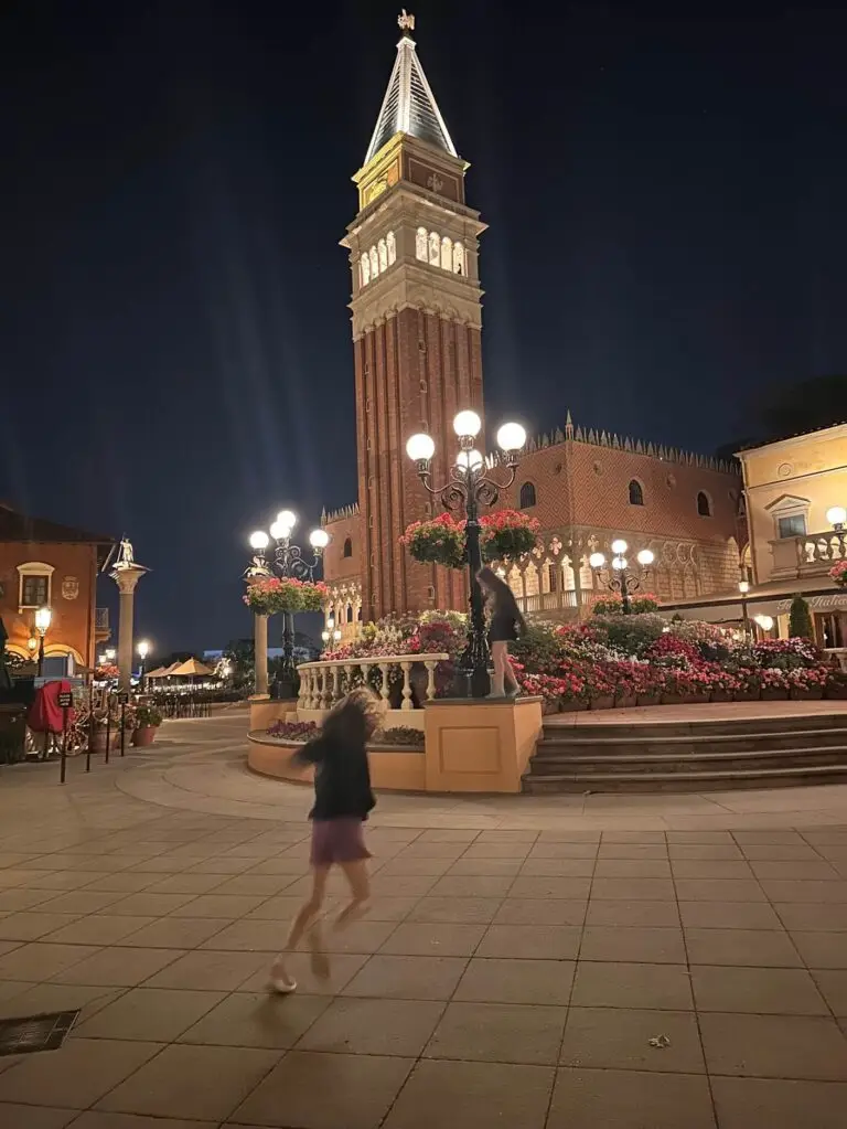 Savoring a quiet evening in Italy! You don't have to rush for the exit at closing. Take your time and enjoy the ambiance (but also don't linger too long for the sake of the cast members.)