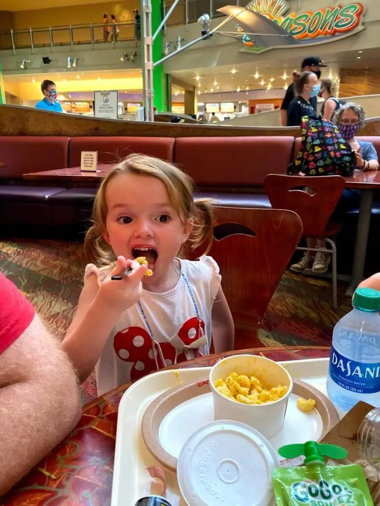 There are many great places to eat in Epcot, but sometimes the cafeteria-style Sunshine Seasons in the Land pavilion is a winner for littles.
