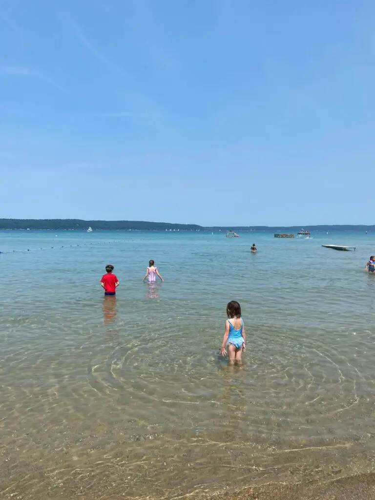 If you're staying near Crystal Lake, you can swim in the lake and it is often warmer than Lake Michigan