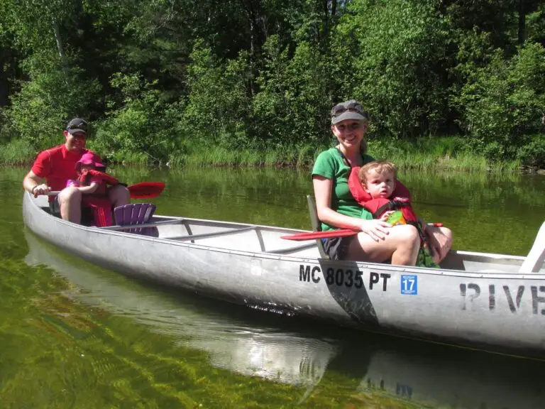 The canoe's can also fit two adults and two small children.