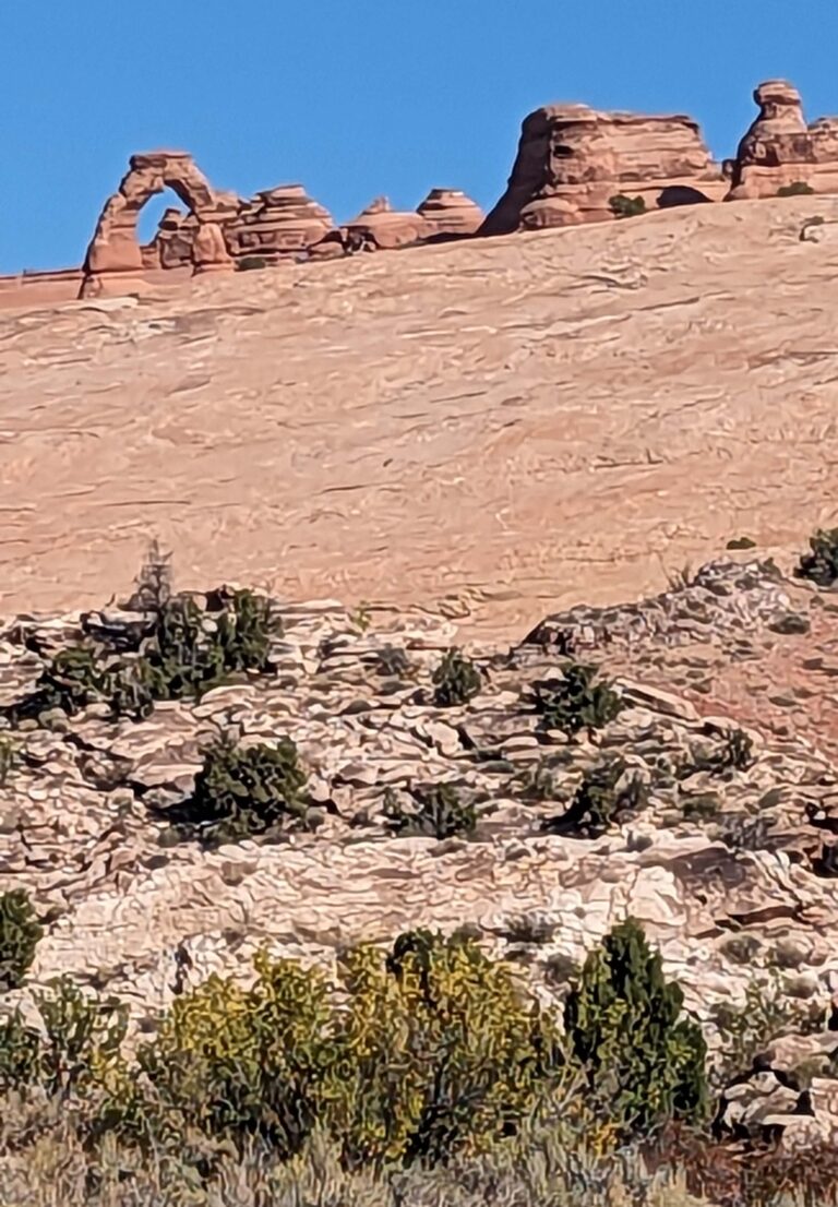 Delicate Arch from a distance at Arches National Park