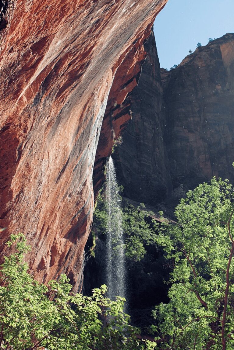 The small waterfall on the Emeralds Pool Trail in Zion National Park