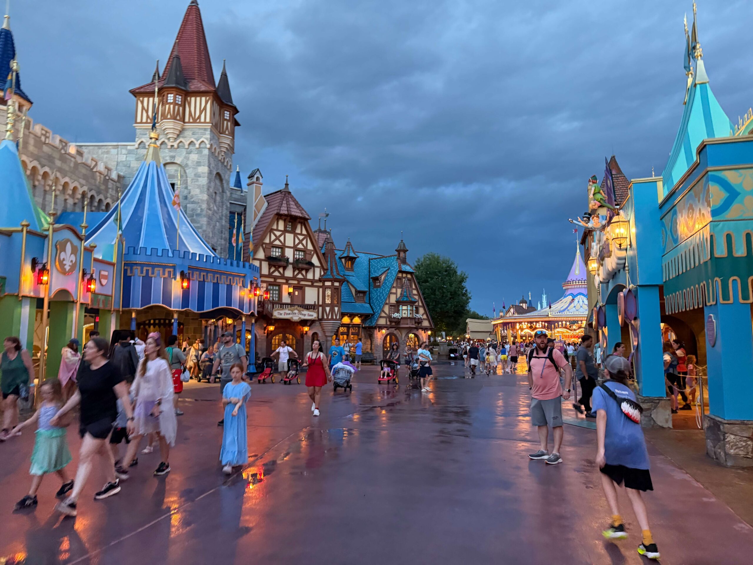A rainy evening during summer in Magic Kingdom at Walt Disney World