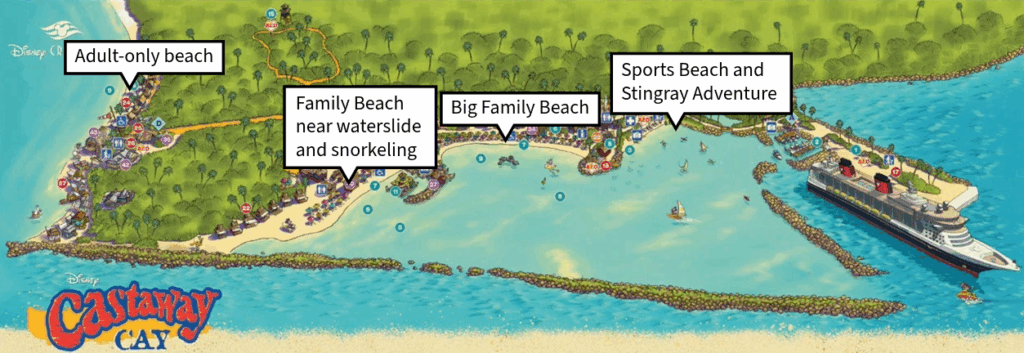 Castaway Cay map with notes