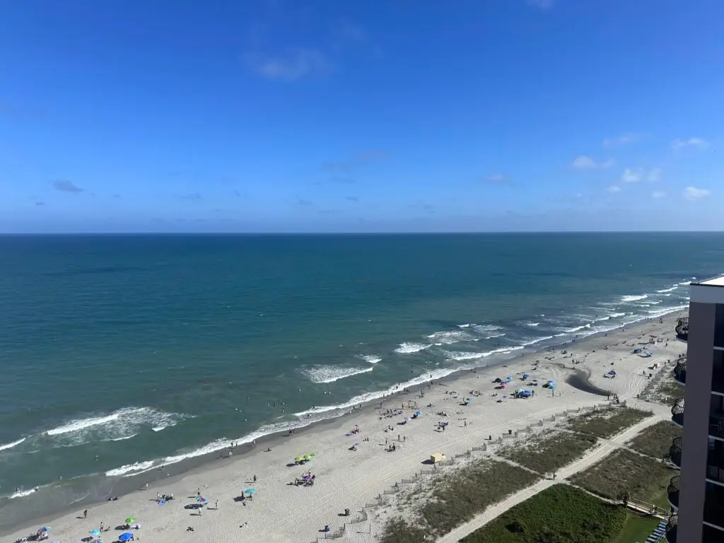 View of beach from Myrtle Beach hotel