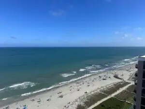 View of beach from Myrtle Beach hotel